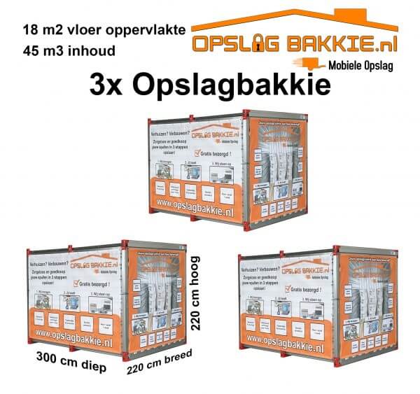 3x opslagcontainer